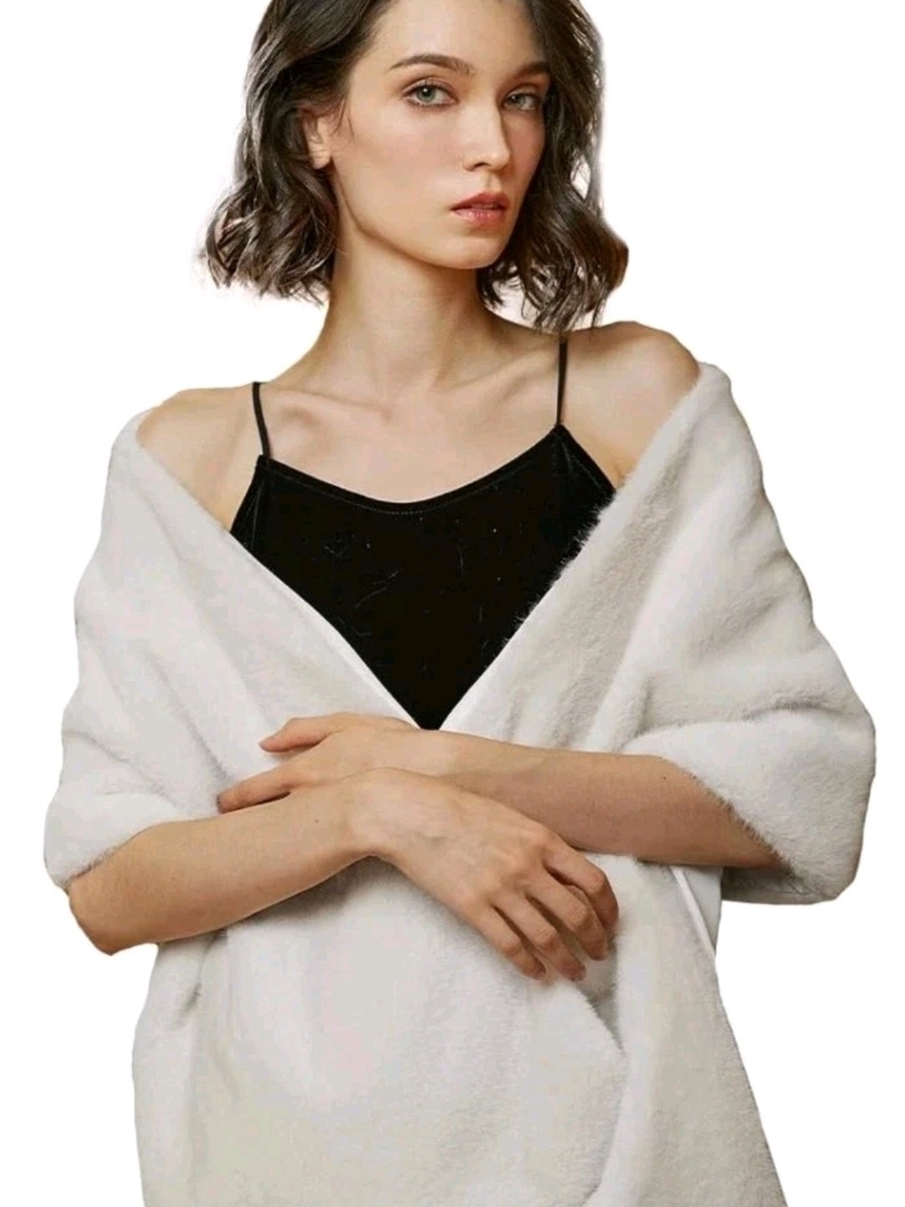 Women's Plush Shawl Wrap Faux Fur Shrug Scarf Winter Bridal Wedding Cover Up